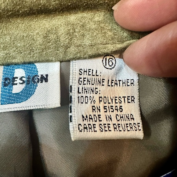 Vtg 90’s Paul Harris Olive Green Suede Leather Side Slits Skirt Sz 16 - Picture 4 of 5